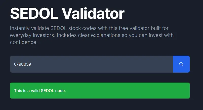 SEDOL embedded in ISIN structure diagram